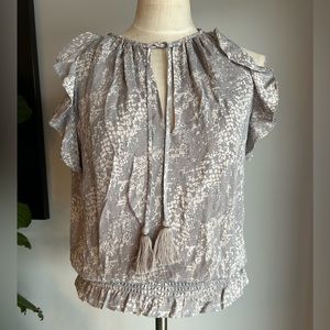 Ramy Brook silk blouse grey /cream blend size small